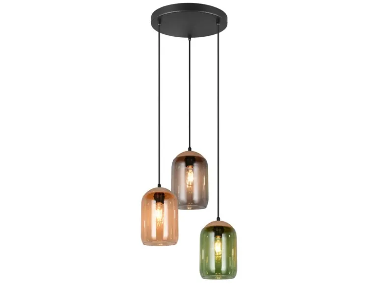 Pendelleuchte CORK, Lampenschirme bunt aus recyceltem Glas, Ø 30cm