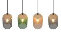 Pendelleuchte CORK, Lampenschirme bunt aus recyceltem Glas, Breite 90cm