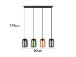Pendelleuchte CORK, Lampenschirme bunt aus recyceltem Glas, Breite 90cm