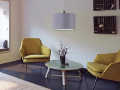 Pendelleuchte COSINUS 1 flammig mit grauem Stoffschirm, Ø 40cm