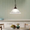 Pendelleuchte COUNTRY Landhaus mit Glasschirm Weiß Rostoptik, Ø 33,5cm