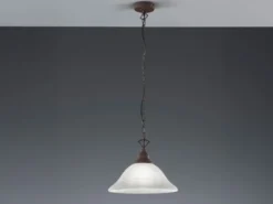 Pendelleuchte COUNTRY Landhaus mit Glasschirm Weiß Rostoptik, Ø 33,5cm