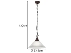 Pendelleuchte COUNTRY Landhaus mit Glasschirm Weiß Rostoptik, Ø 33,5cm