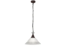 Pendelleuchte COUNTRY Landhaus mit Glasschirm Weiß Rostoptik, Ø 33,5cm