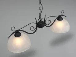 Pendelleuchte COUNTRY Landhaus 2-flammig mit Glasschirmen Weiß, B: 82cm