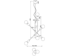 Pendelleuchte CROSS mit schwenkbaren Armen, Schwarz & Bronze, Ø 54cm