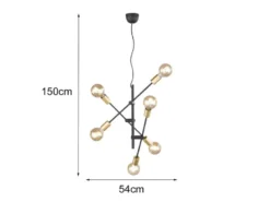 Pendelleuchte CROSS mit schwenkbaren Armen, Schwarz & Bronze, Ø 54cm