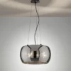 Pendelleuchte DIMA 3-flammig rund mit Lampenschirm aus Rauchglas, Ø 40cm
