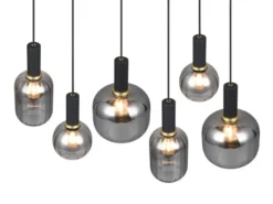 Pendelleuchte DIVA 6-flammig mit Glasschirmen Chrom bedampft, Breite 92cm