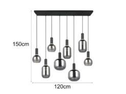 Pendelleuchte DIVA 8-flammig mit Glasschirmen Chrom bedampft, Breite 120cm