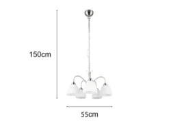 Pendelleuchte DOBBY 5-flammig mit Glas Lampenschirmen Weiß, Ø 55cm