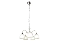 Pendelleuchte DOBBY 5-flammig mit Glas Lampenschirmen Weiß, Ø 55cm