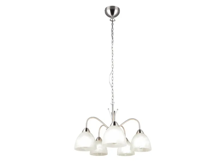 Pendelleuchte DOBBY 5-flammig mit Glas Lampenschirmen Weiß, Ø 55cm