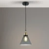 Pendelleuchte einflammig Metall Schwarz & Glasschirm Ø 18,5cm