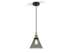 Pendelleuchte einflammig Metall Schwarz & Glasschirm Ø 18,5cm