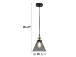 Pendelleuchte einflammig Metall Schwarz & Glasschirm Ø 18,5cm