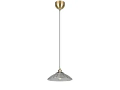 Pendelleuchte ELUNA einflammig, Altmessing mit Glasschirm klar, Ø 29,5cm