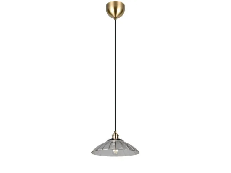 Pendelleuchte ELUNA einflammig, Altmessing mit Glasschirm klar, Ø 29,5cm