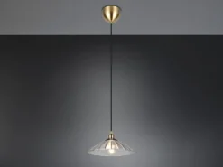 Pendelleuchte ELUNA einflammig, Altmessing mit Glasschirm klar, Ø 29,5cm