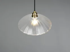 Pendelleuchte ELUNA einflammig, Altmessing mit Glasschirm klar, Ø 29,5cm