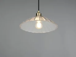 Pendelleuchte ELUNA einflammig, Altmessing mit Glasschirm klar, Ø 29,5cm