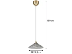 Pendelleuchte ELUNA einflammig, Altmessing mit Glasschirm klar, Ø 29,5cm