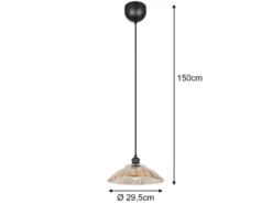Pendelleuchte ELUNA einflammig, Schwarz mit Glasschirm Amber, Ø 29,5cm