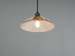 Pendelleuchte ELUNA einflammig, Schwarz mit Glasschirm Amber, Ø 29,5cm