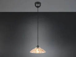 Pendelleuchte ELUNA einflammig, Schwarz mit Glasschirm Amber, Ø 29,5cm