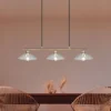 Pendelleuchte ELUNA 3-flammig Altmessing, Glasschirme klar, Breite 100cm