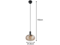Pendelleuchte ELVEZIA einflammig mit Kugel Glasschirm Amber Ø 26cm