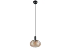 Pendelleuchte ELVEZIA einflammig mit Kugel Glasschirm Amber Ø 26cm