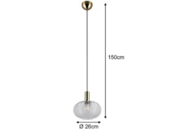 Pendelleuchte ELVEZIA einflammig mit Kugel Glasschirm Transparent Ø 26cm