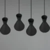 Pendelleuchte ENZO 4 flammig Metallschirme Schwarz, Breite 90cm