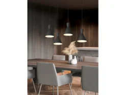 Pendelleuchte ENZO 4 flammig Metallschirme Schwarz, Breite 90cm