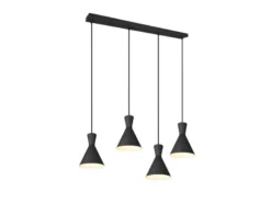 Pendelleuchte ENZO 4 flammig Metallschirme Schwarz, Breite 90cm