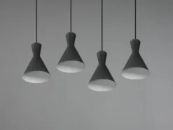 Pendelleuchte ENZO 4 flammig Metallschirme Schwarz, Breite 90cm