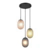 Pendelleuchte FACETTE 3-flammig mit farbigen ovalen Glasschirmen, Ø 43cm