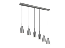 Pendelleuchte FARIN Silber 6 flammig Metall Lampenschirme Ø8cm, Breite 90cm