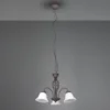 Pendelleuchte 3-flammig in Rostoptik, Glasschirme Weiß mit E14 LED, Ø 55cm