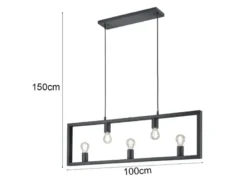 Pendelleuchte 5-flammig Metall Schwarz Breite 100cm