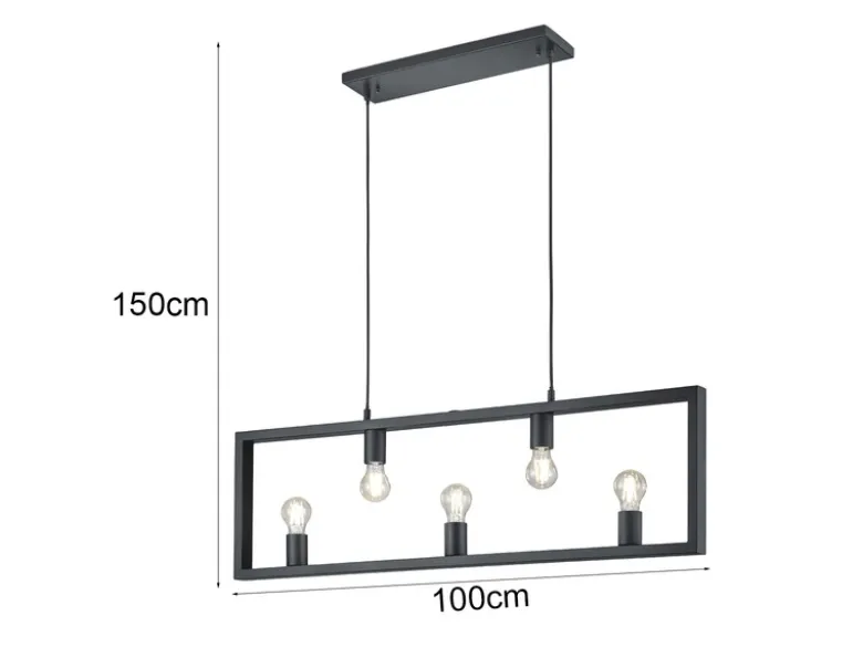 Pendelleuchte 5-flammig Metall Schwarz Breite 100cm