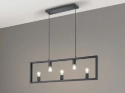 Pendelleuchte 5-flammig Metall Schwarz Breite 100cm