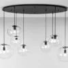 Pendelleuchte GALAXY achtflammig Kugel Glasschirme transparent Breite 166cm
