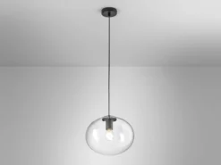 Pendelleuchte GALAXY einflammig mit Kugel Glasschirm transparent Ø 30cm