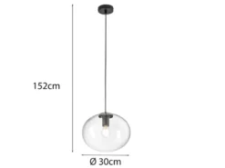 Pendelleuchte GALAXY einflammig mit Kugel Glasschirm transparent Ø 30cm