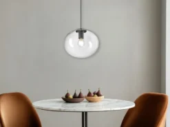 Pendelleuchte GALAXY einflammig mit Kugel Glasschirm transparent Ø 30cm