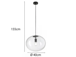 Pendelleuchte GALAXY einflammig mit Kugel Glasschirm transparent Ø 40cm