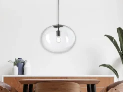 Pendelleuchte GALAXY einflammig mit Kugel Glasschirm transparent Ø 40cm