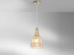 Pendelleuchte GALWAY einflammig, Kristallglas Amber facettiert, Ø 23cm